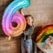 Rainbow Number 6 Balloon, 40 Inch Large Number Foil Mylar Balloons for 6th Girl Boy Birthday Party Celebration Decorations Supplies, Digital Balloons for Wedding Anniversary Events Decora